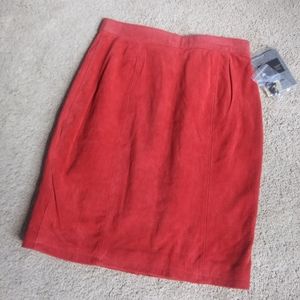 Nice Red Genuine Suede Leather Skirt